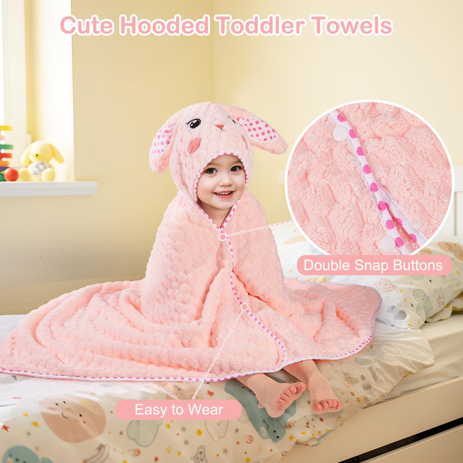 FIOBEE Ultra-soft fleece makes high absorbency and warmth after bath