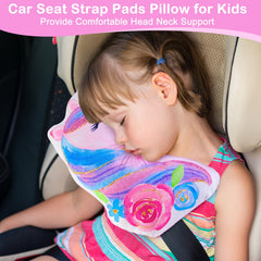 FIODAY kids car pillow provides head and shoulder support on journeys.