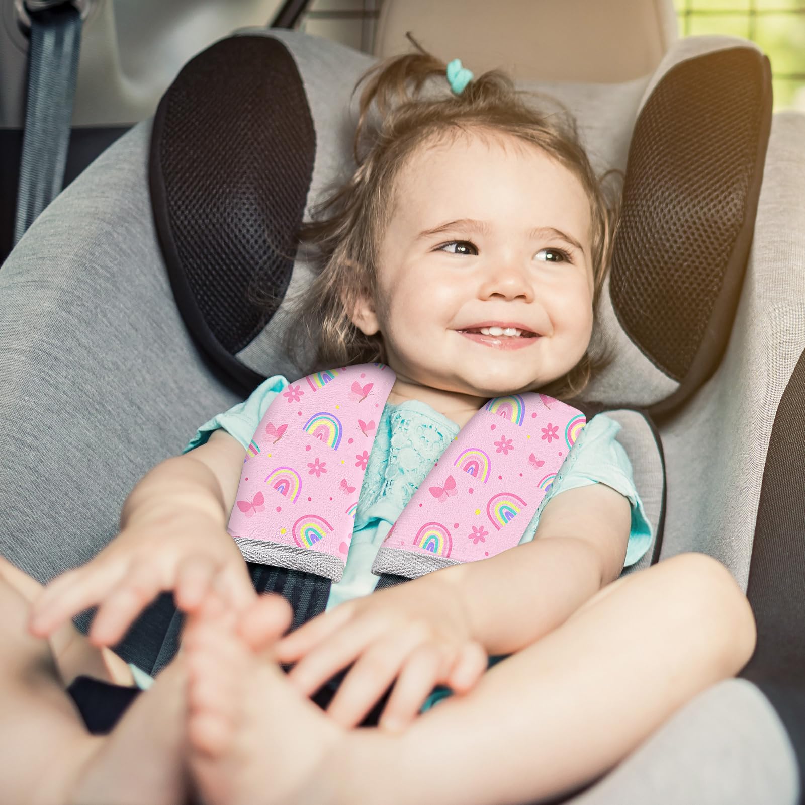 FIODAY seat belt cover two sizes shown for universal fit