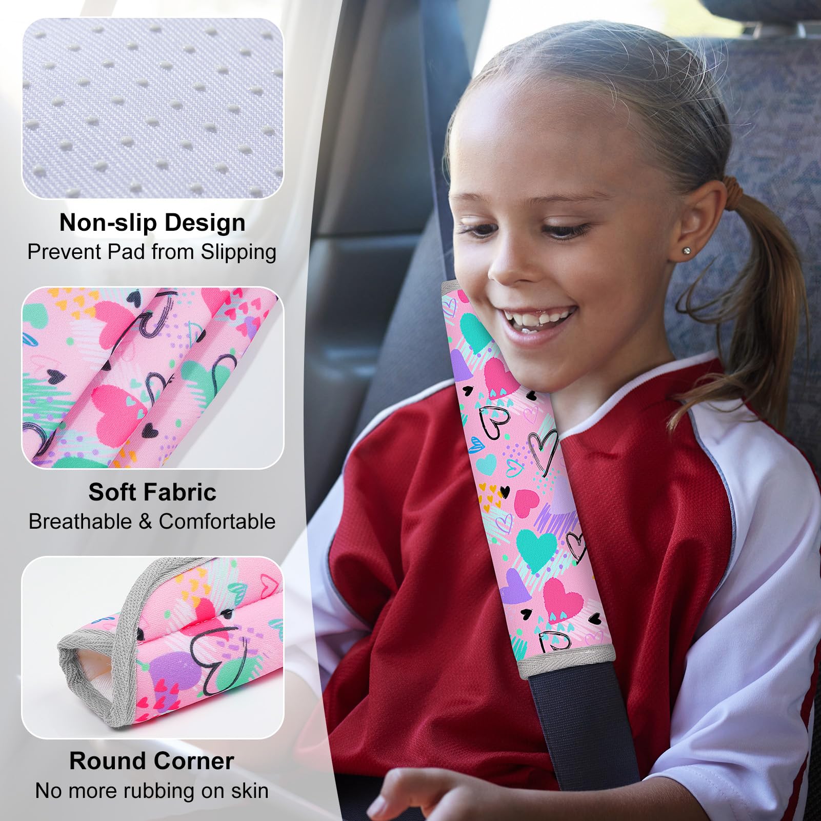 FIODAY seatbelt cover anti-slip interior keeps straps in place for travel.