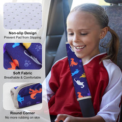 FIODAY large-size blue-dinosaur seat belt cover fits kids and car seats.