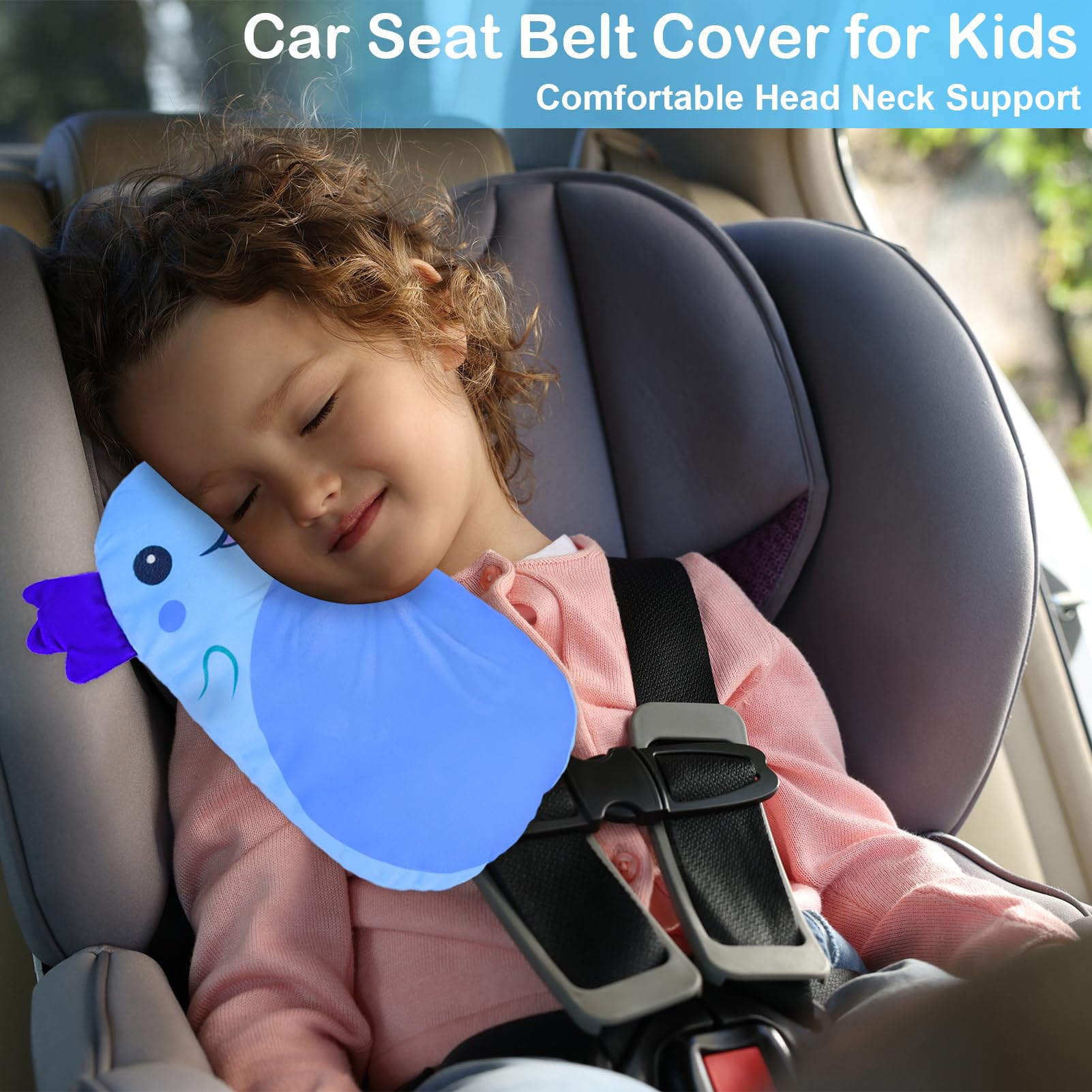 FIODAY seatbelt cover blue machine washable for easy care.