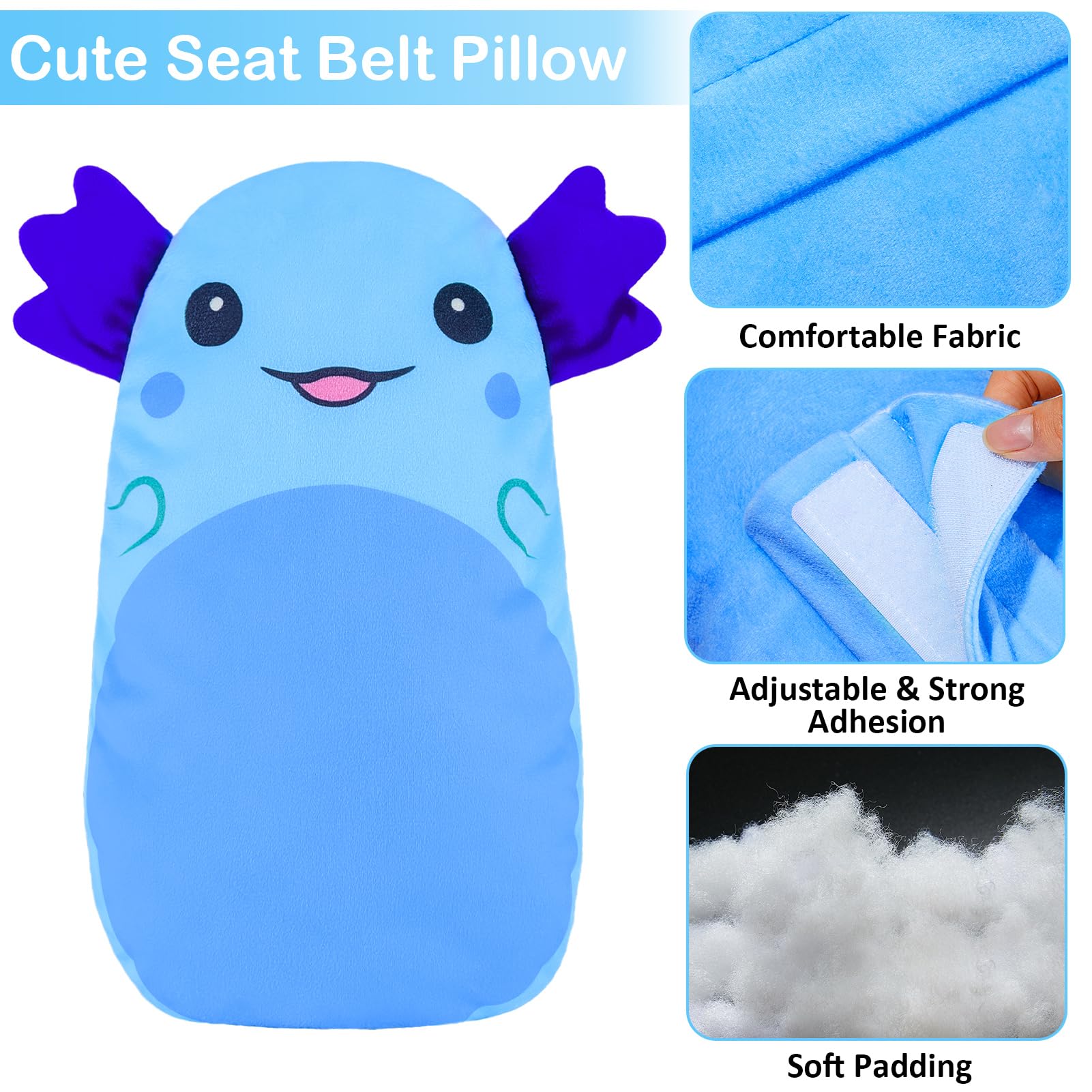 FIODAY seatbelt cover blue soft fabric enhances gentle pressure relief.