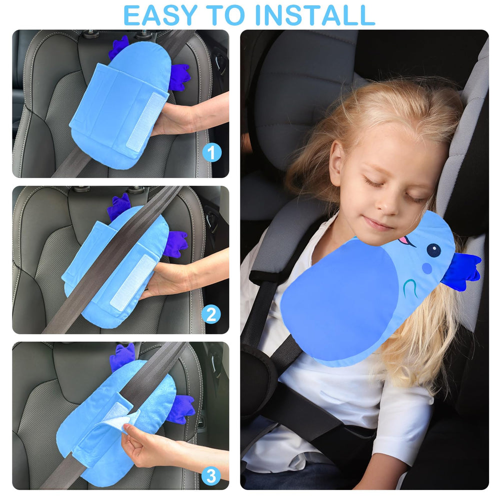 FIODAY seatbelt cover blue vacuum-packed packaging reshapes after unboxing.