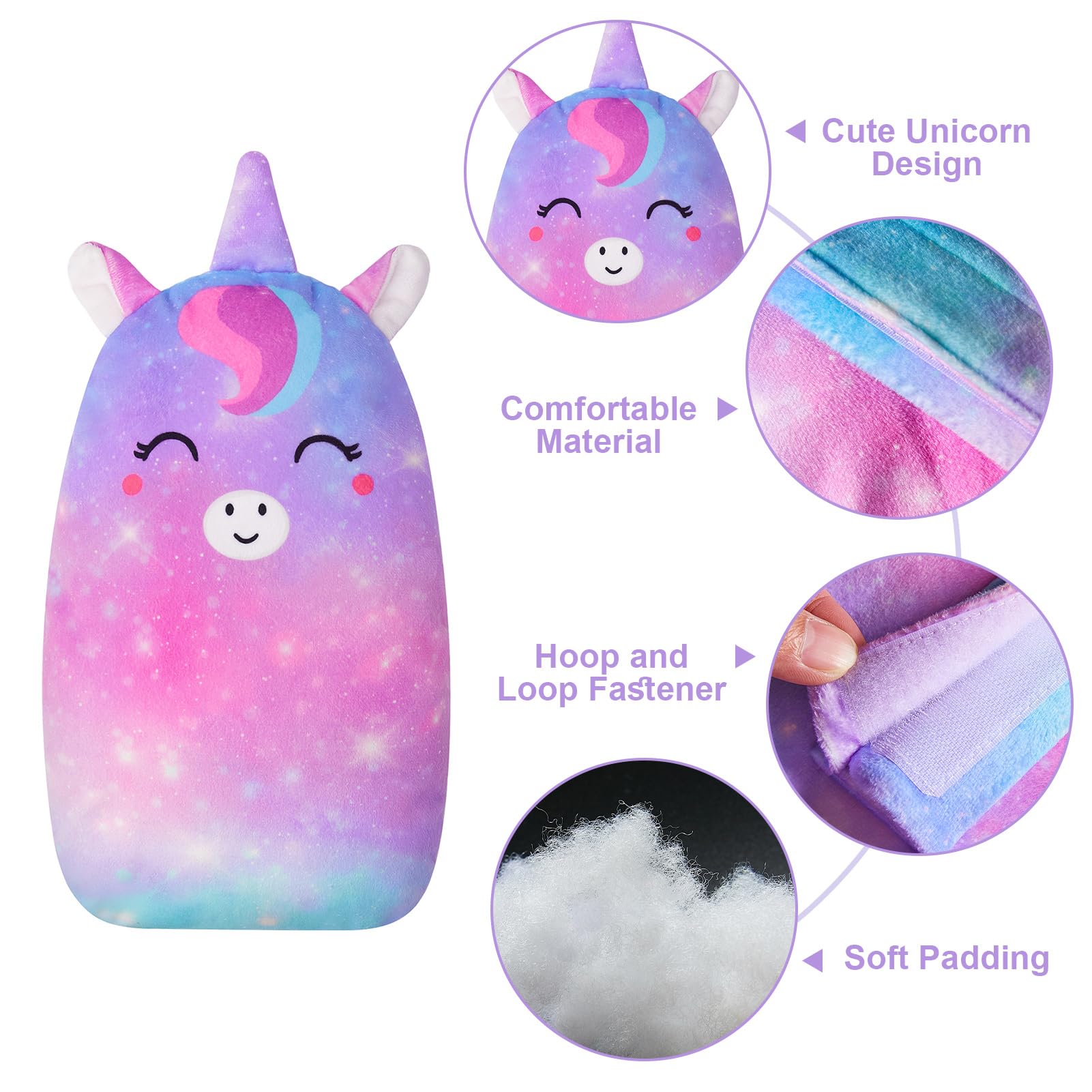 FIODAY unicorn seatbelt pillow on belt demonstrating secure fit