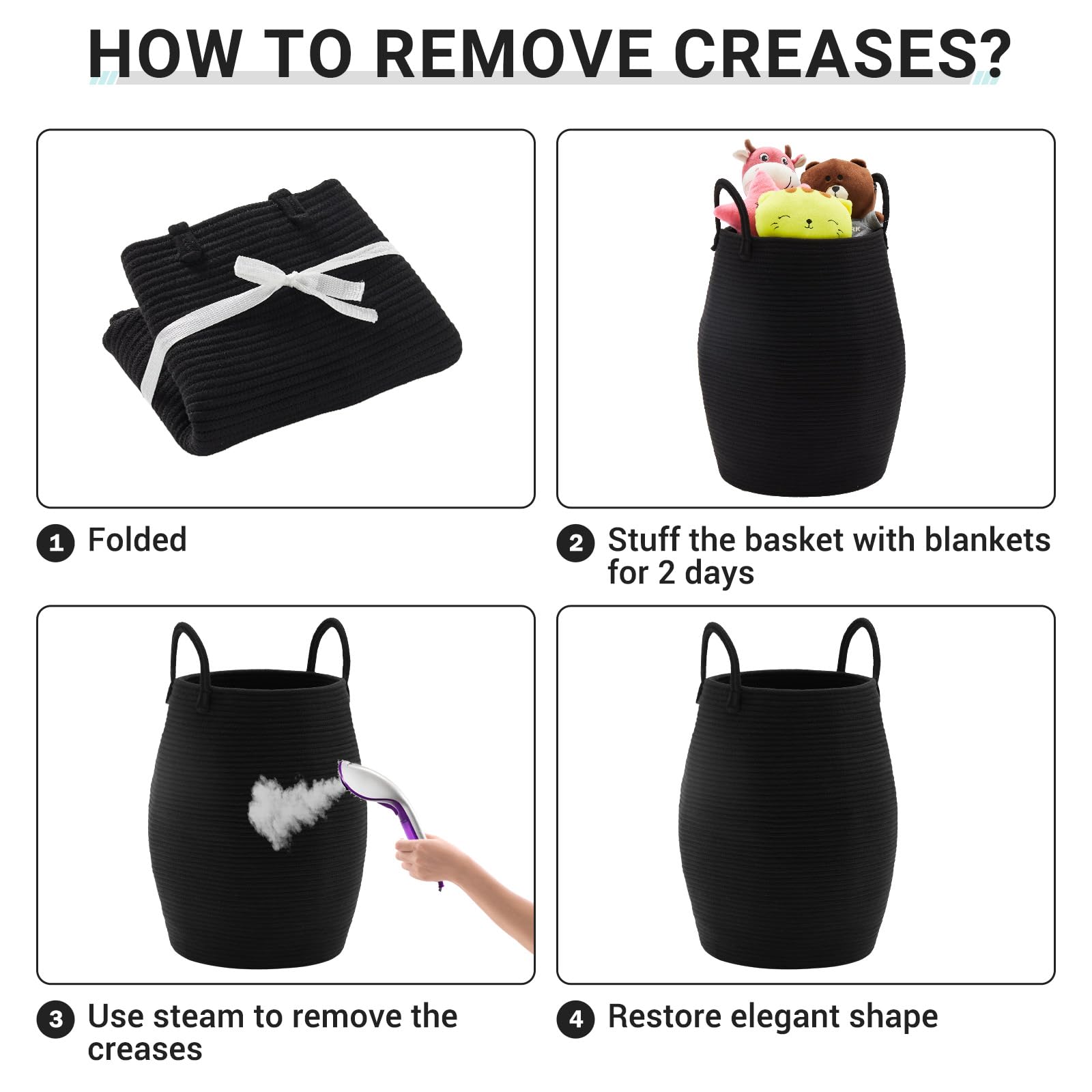 Fiona's magic 105L black hamper lid-view shows quick-access storage.