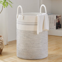 Fiona's magic 58L hamper front view shows spacious storage for blankets and clothes