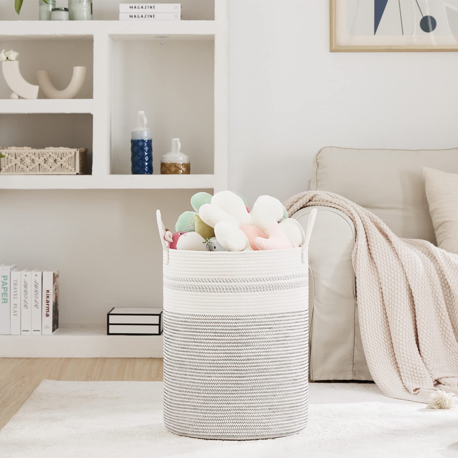 Fiona's magic 58L hamper side view highlights tall space-saving design