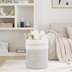 Fiona's magic 58L hamper side view highlights tall space-saving design