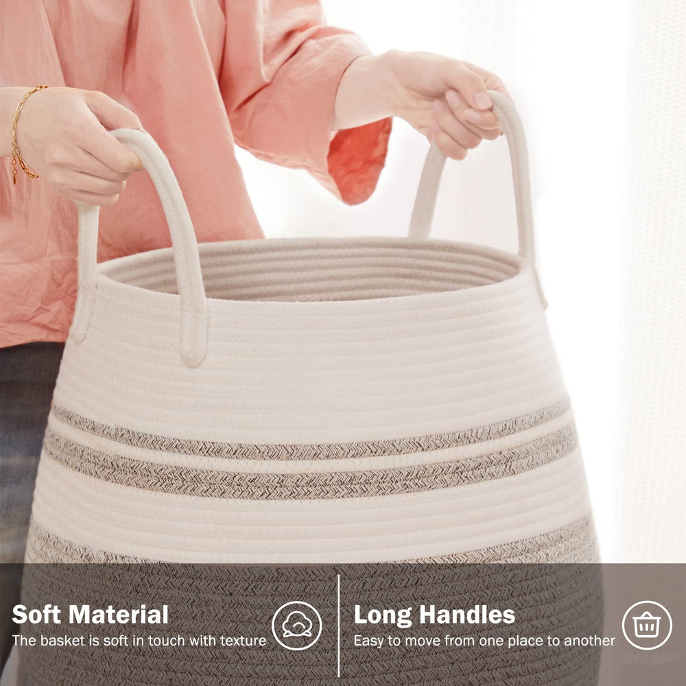 Fiona's magic 65L hamper features double-stitched handles for easy carrying and heavy loads.