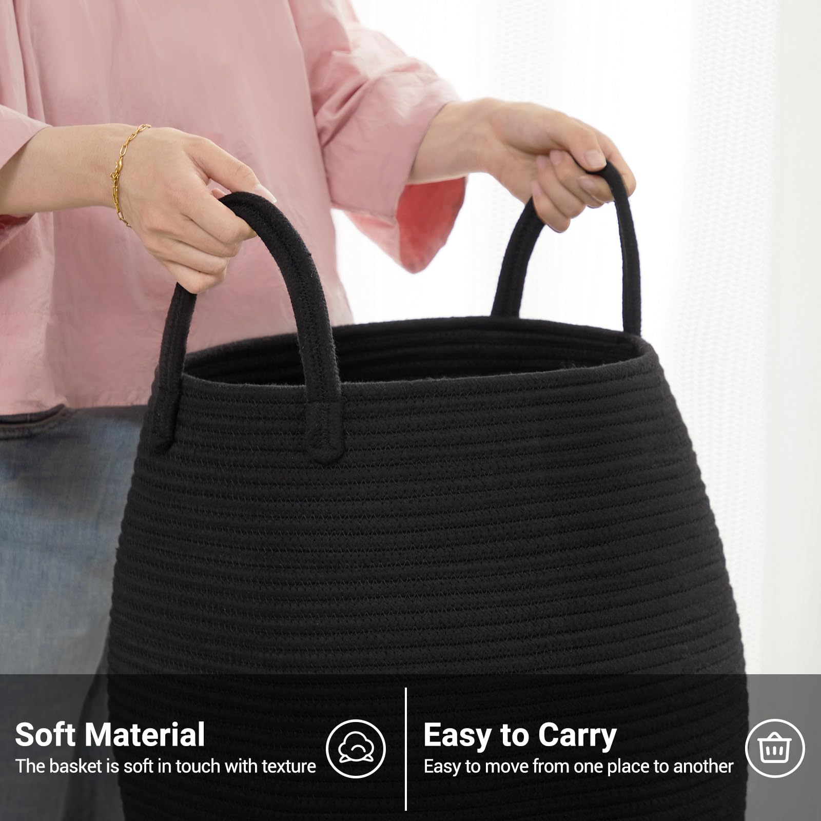 Fiona's magic 65L hamper with soft handle, safe for kids and pets.