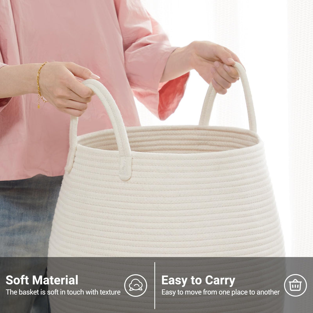 Fiona's magic collapsible hamper folded for compact storage when not in use.