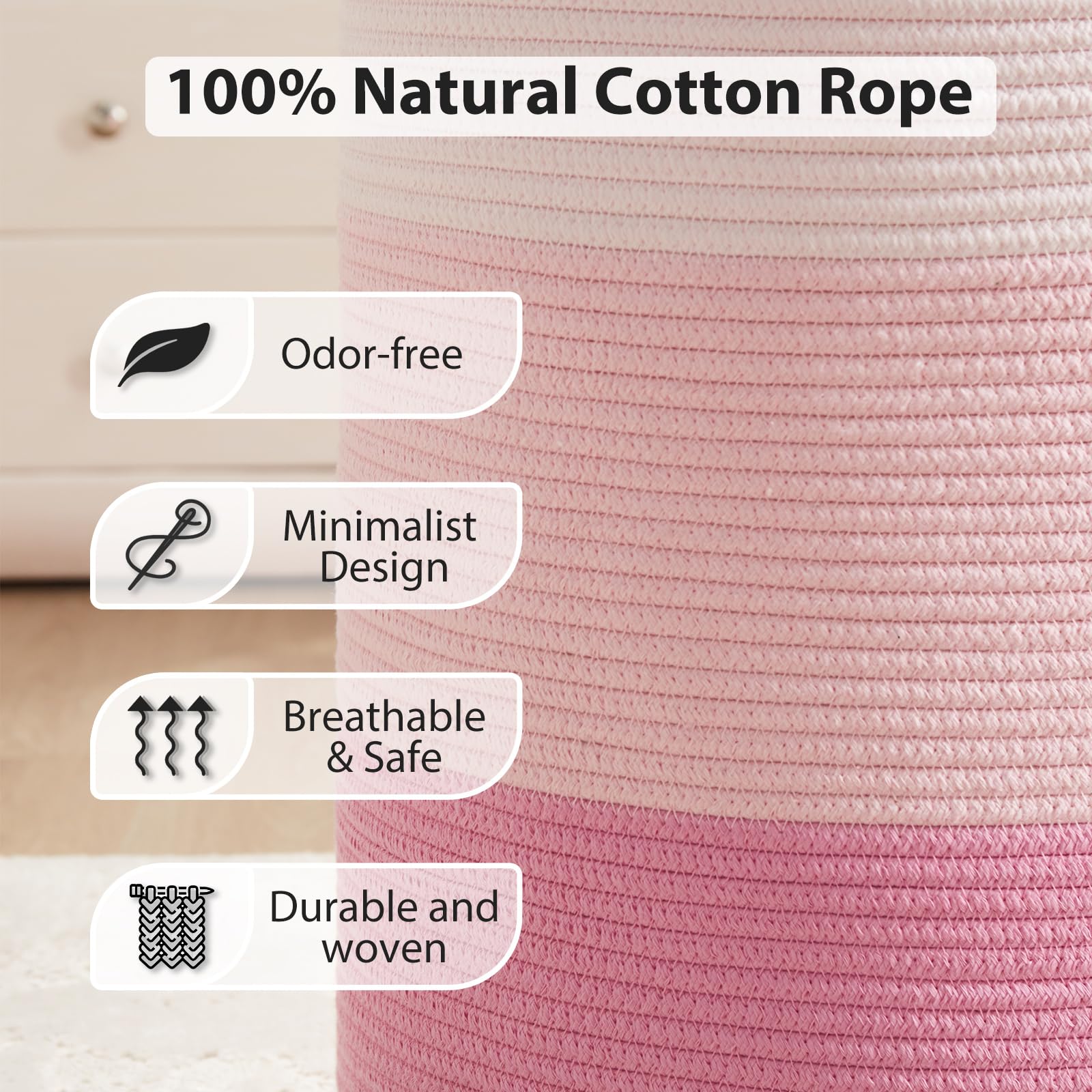 Fiona's magic pink living room display hamper helps reduce clutter with Nordic-inspired decor.