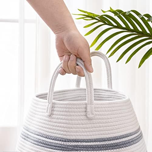 Fiona's magic handwoven cotton rope hamper highlights natural materials for toxin free storage.