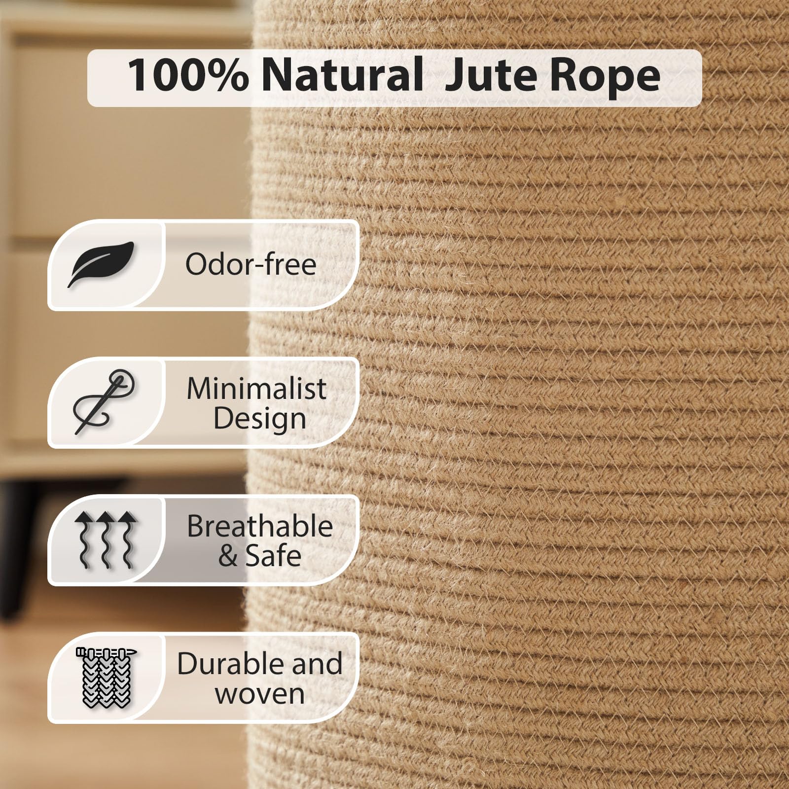 Fiona's Magic jute hamper with wooden bead tassel detail adds boho decor flair