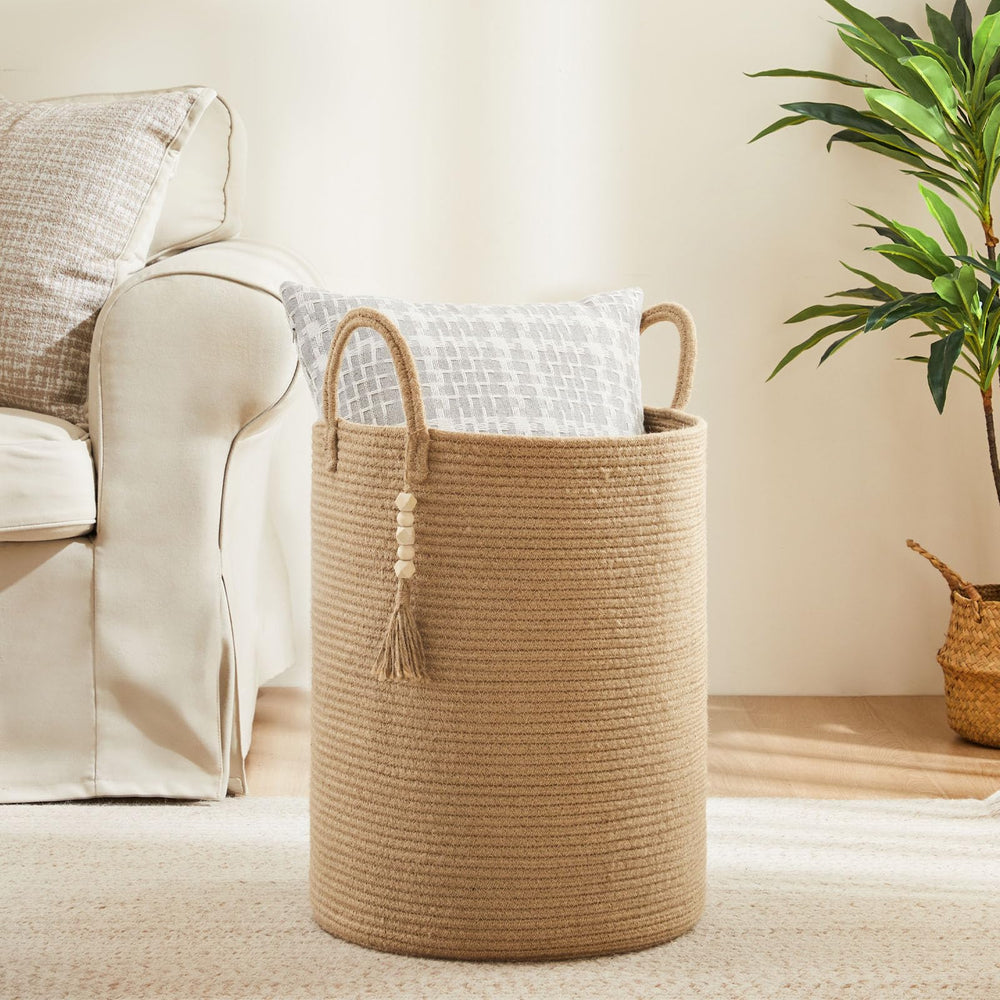 Fiona's Magic jute hamper fits nursery or living room setups with natural warmth