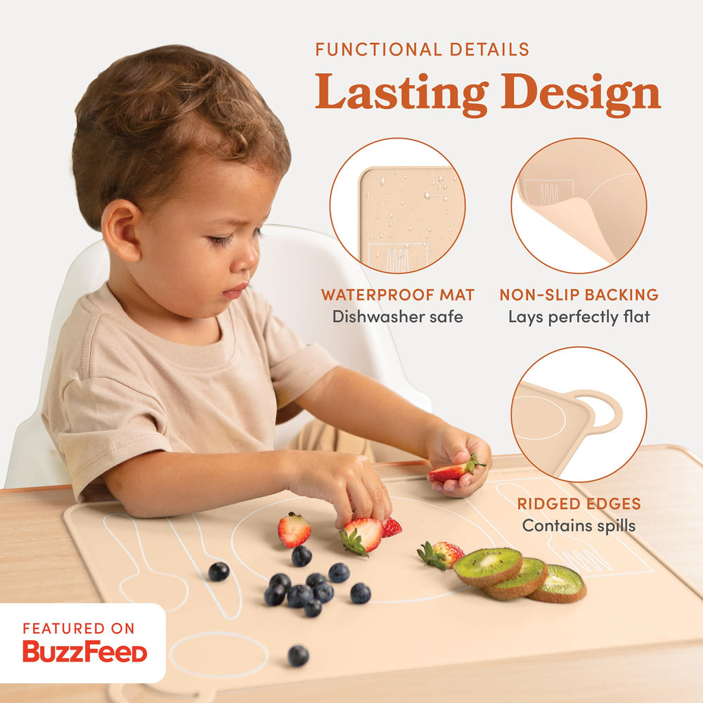 Fire Rooster Kids placemat hang-hole-drying demonstrates easy air drying