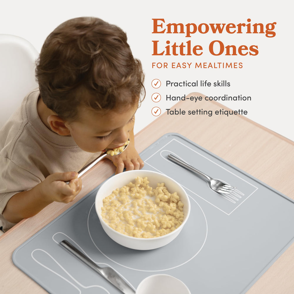 Fire Rooster Kids silicone placemat close-up shows non-toxic, durable texture