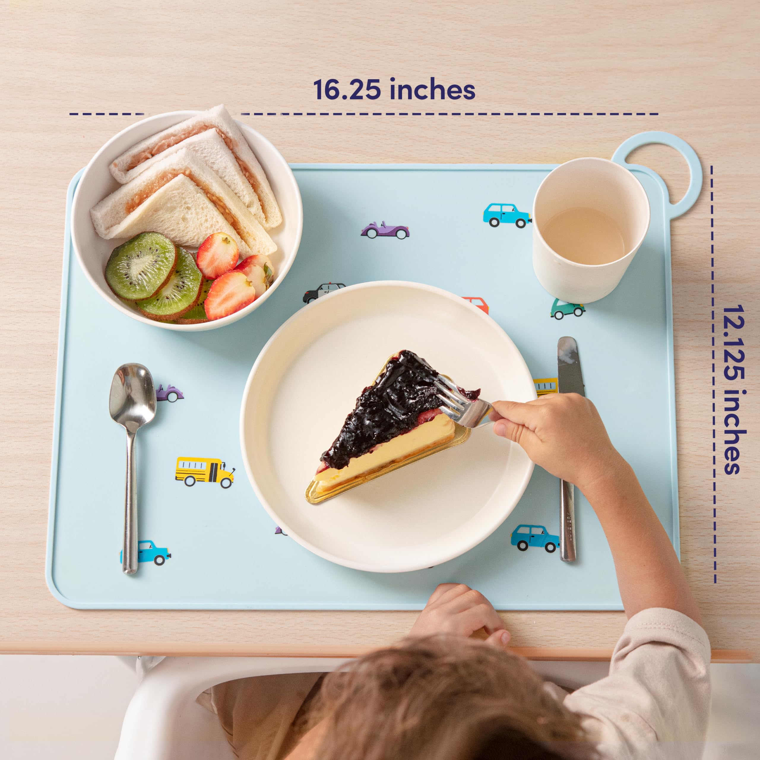 Fire Rooster Kids placemats non-slip grip keeps dishes in place during mealtimes