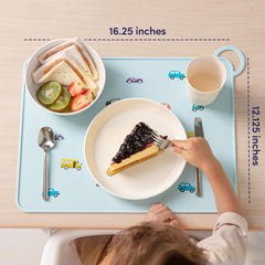Fire Rooster Kids placemats non-slip grip keeps dishes in place during mealtimes