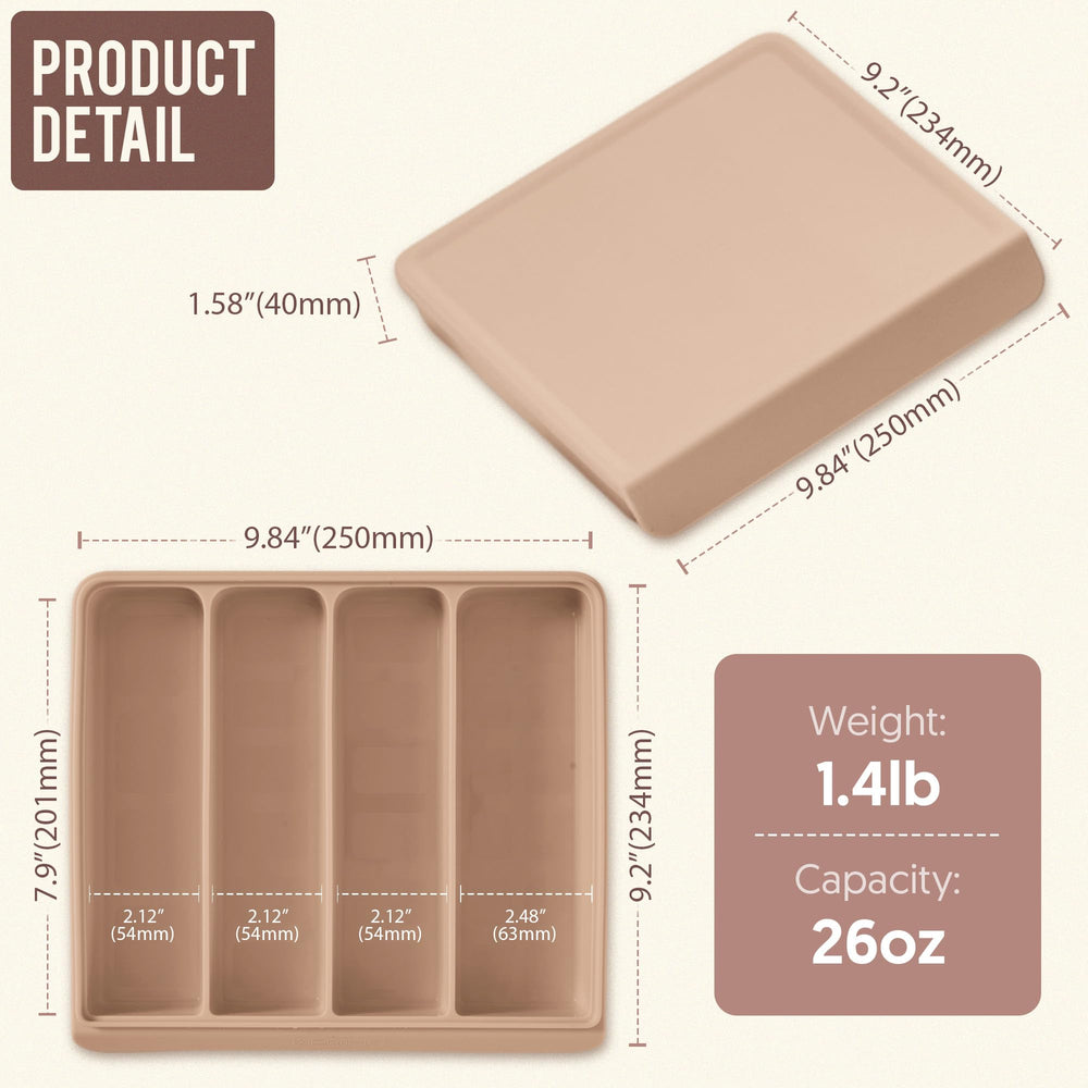 Firgi brown-color silicone storage container complements kitchen aesthetic.