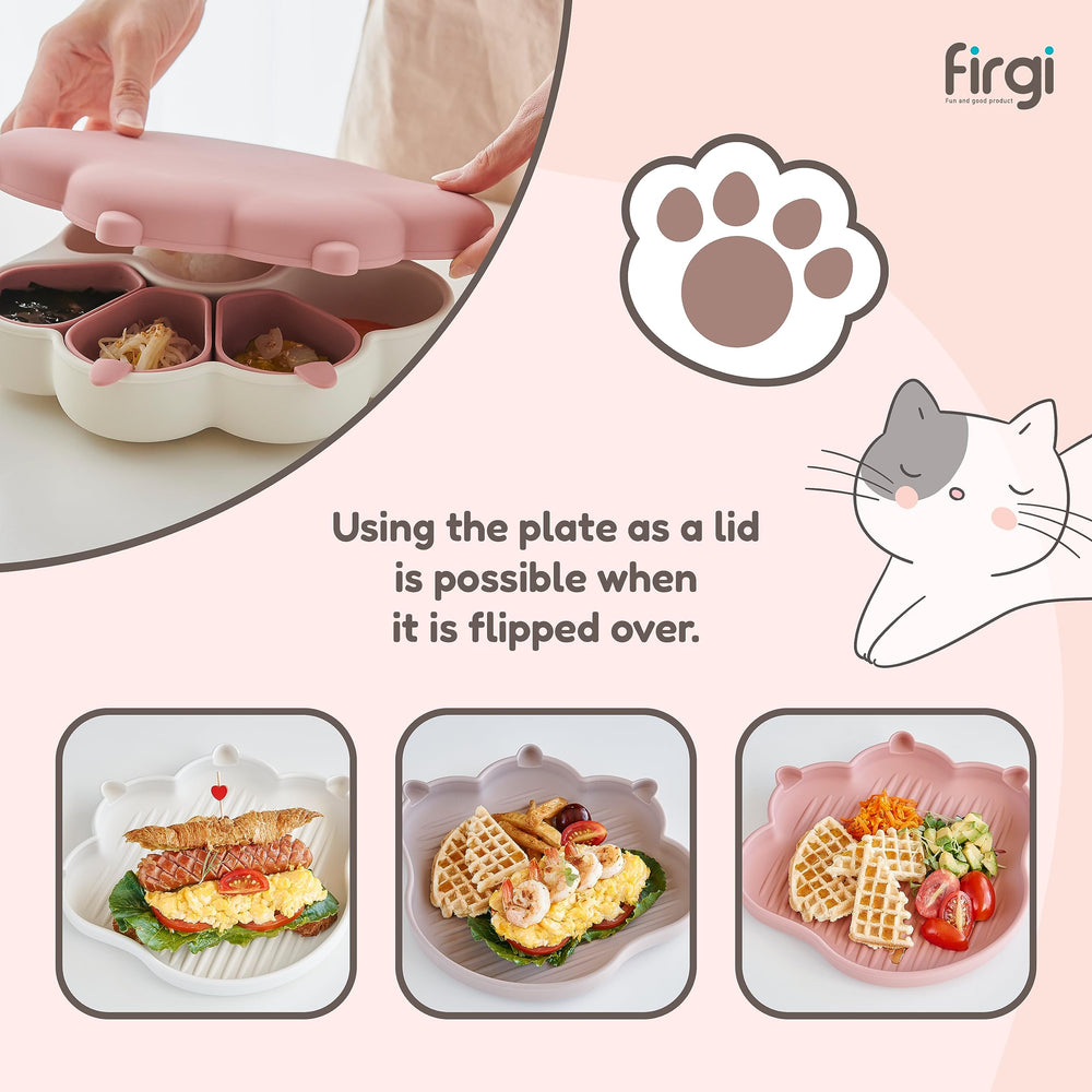 Firgi MeowMeow silicone dishware close-up—100% food-grade, unbreakable design