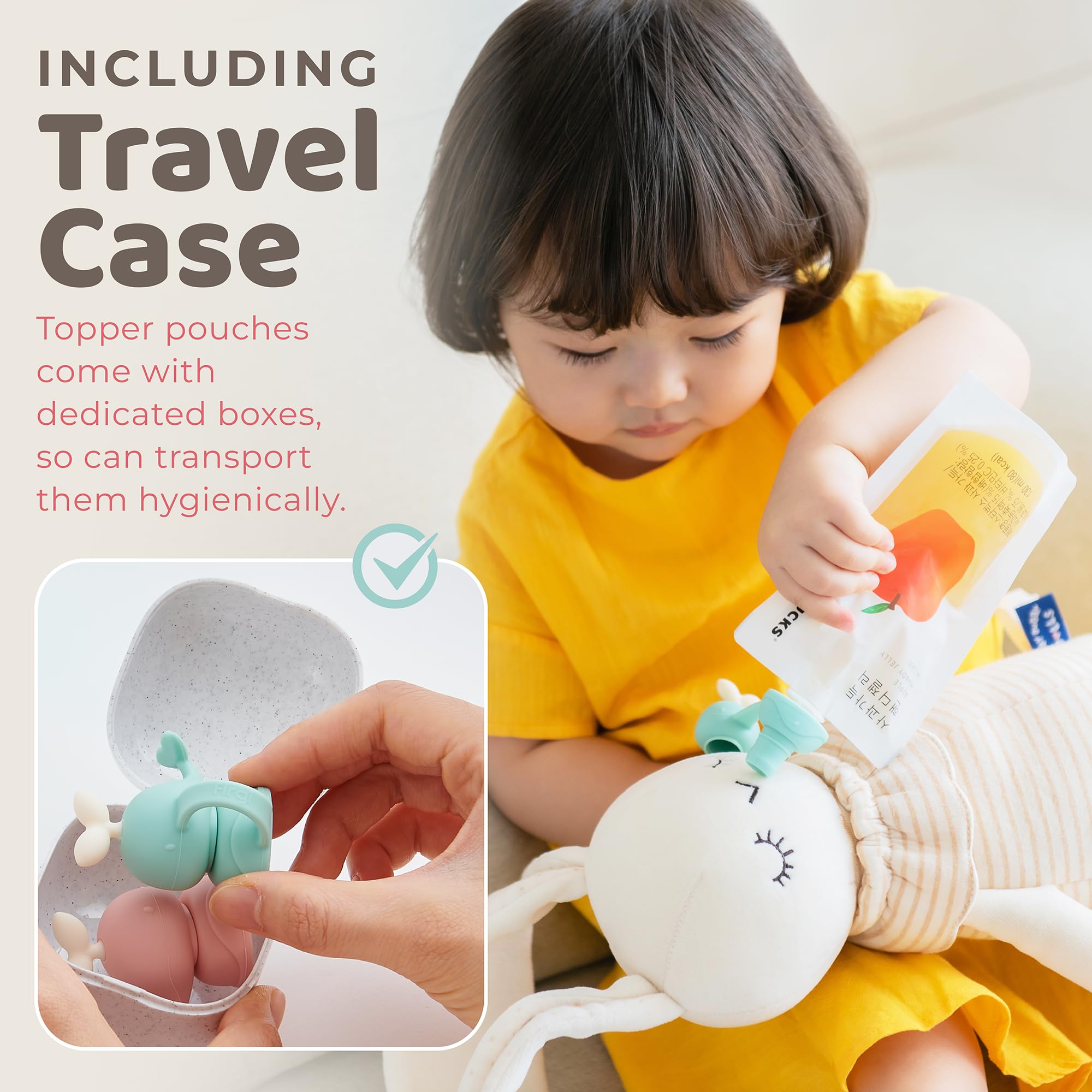 Firgi Self-feeding action with baby holding pouch for independent feeding