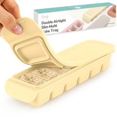 Firgi silicone ice cube tray with beige lid for precise 1oz portions.