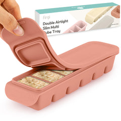 Firgi silicone ice cube tray with lid and six sections keeps baby meals neatly portioned
