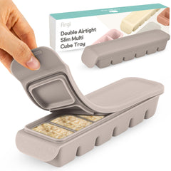 Firgi silicone ice cube tray with lid gray 2-pack shows 1oz portions.