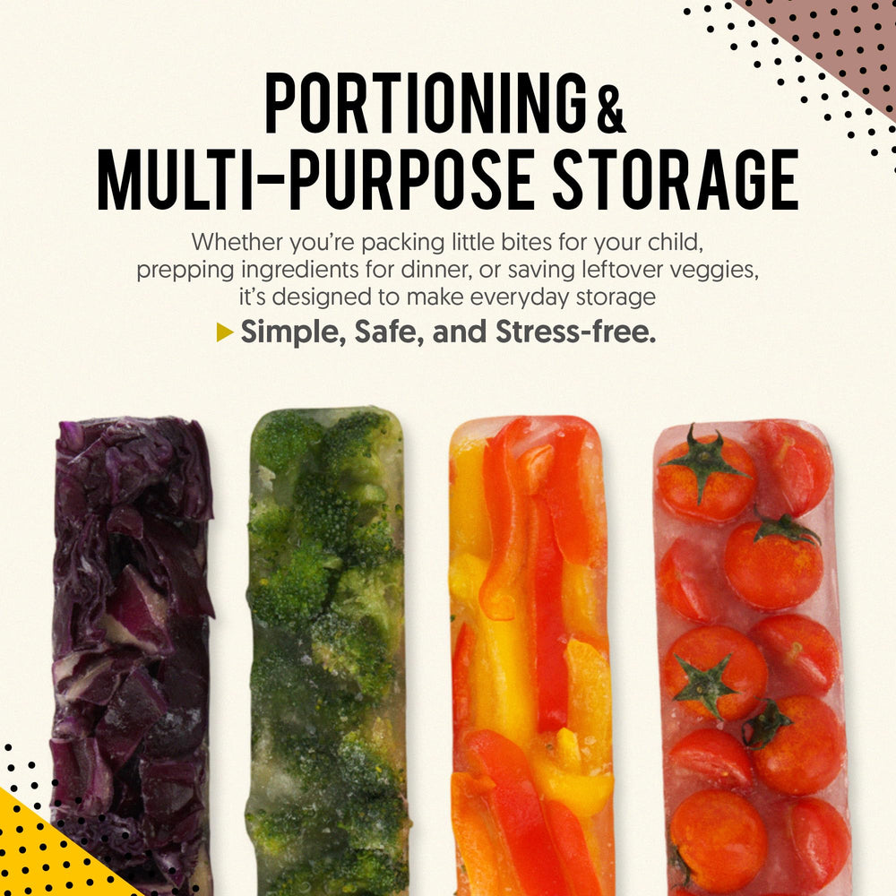 Firgi versatile-storage for baby food cubes, snacks, and small ingredients.