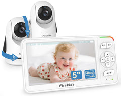 Firskids baby monitor dual-camera view on a 5-inch screen with private in-home monitoring.
