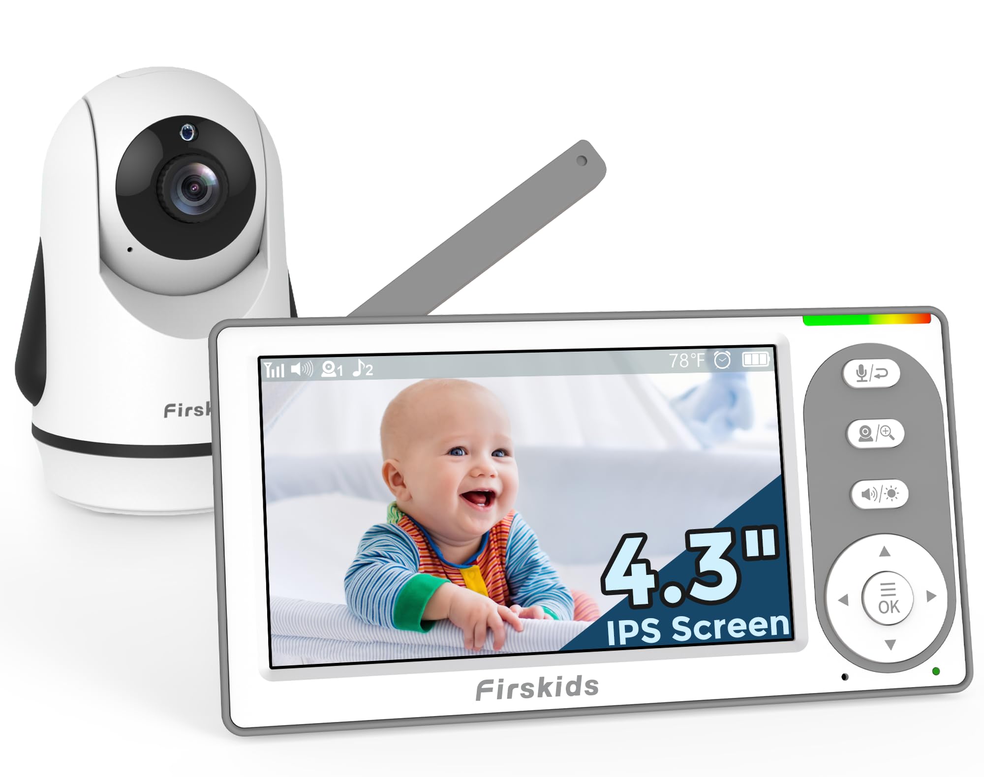 Firskids baby monitor front view for reliable in-home monitoring without WiFi