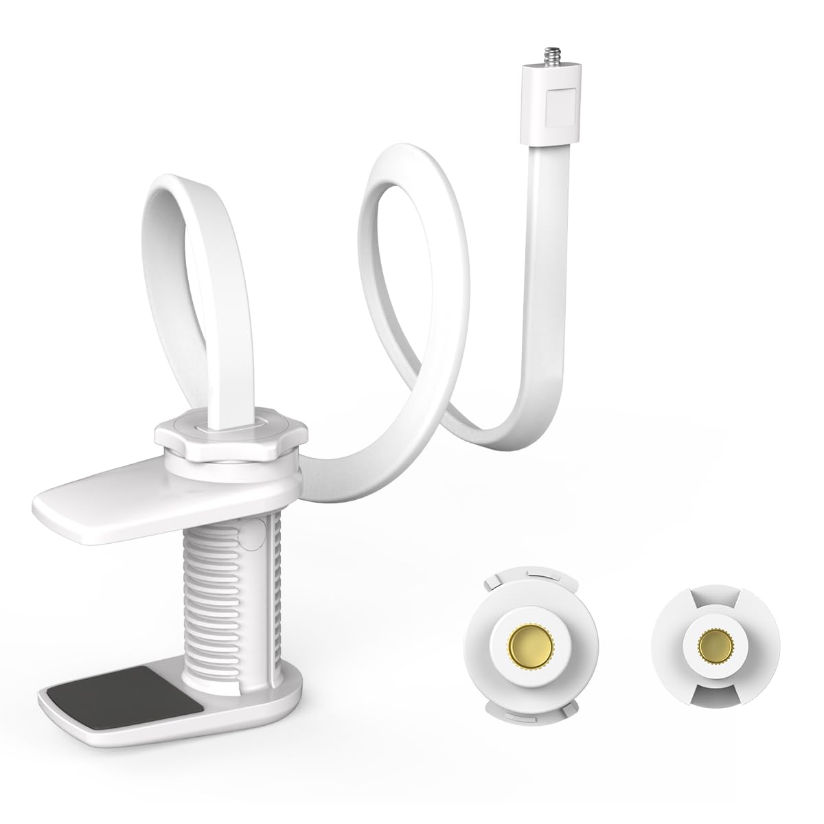 Firskids universal baby monitor mount clip demonstrates adjustable angle for precise viewing.