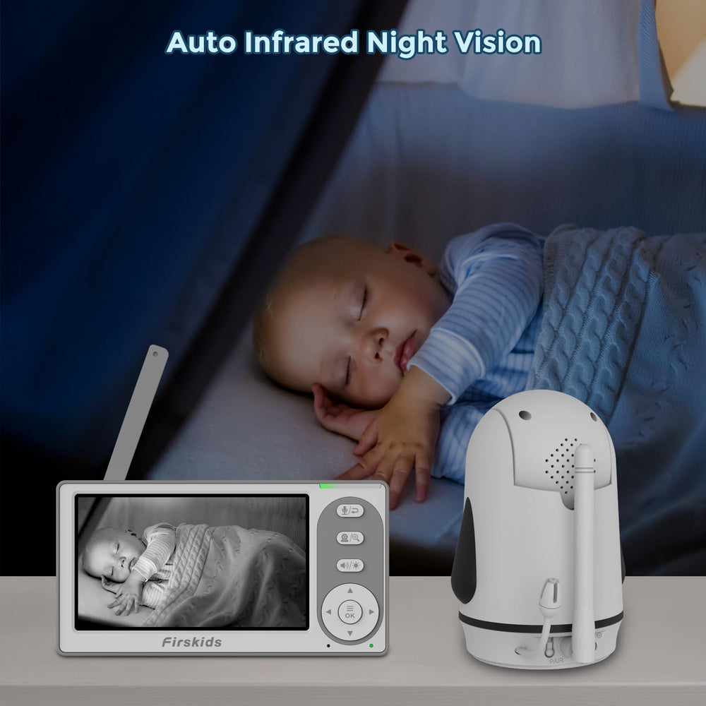 Firskids baby monitor night vision image emphasizes clear signals in darkness