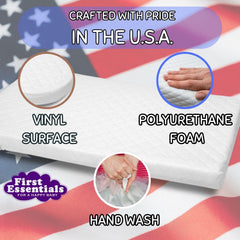 First Essentials bassinet mattress pad uses hypoallergenic materials for a gentle, baby-safe resting surface.
