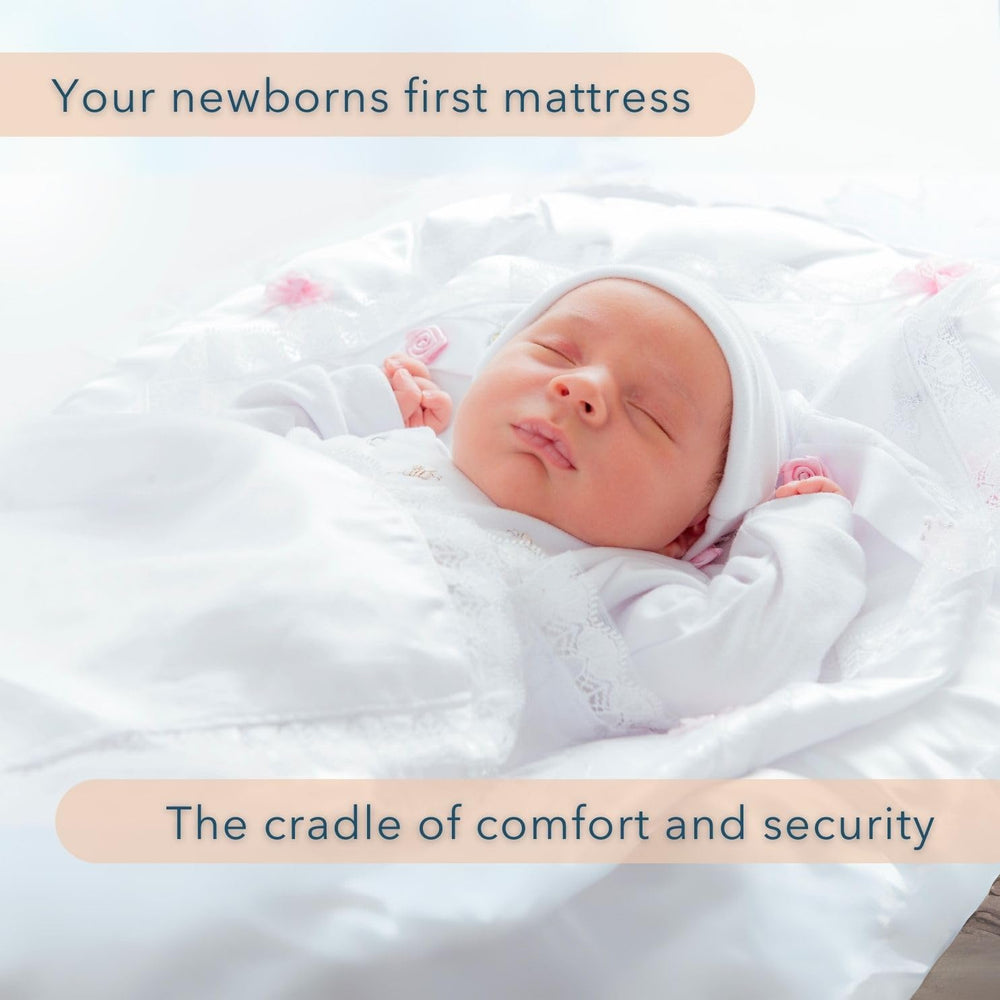First Essentials bassinet mattress pad soft-edge detail reduces irritation and helps cozy sleep.