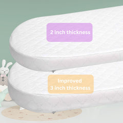 First Essentials bassinet mattress pad waterproof closeup demonstrates easy spot-clean maintenance