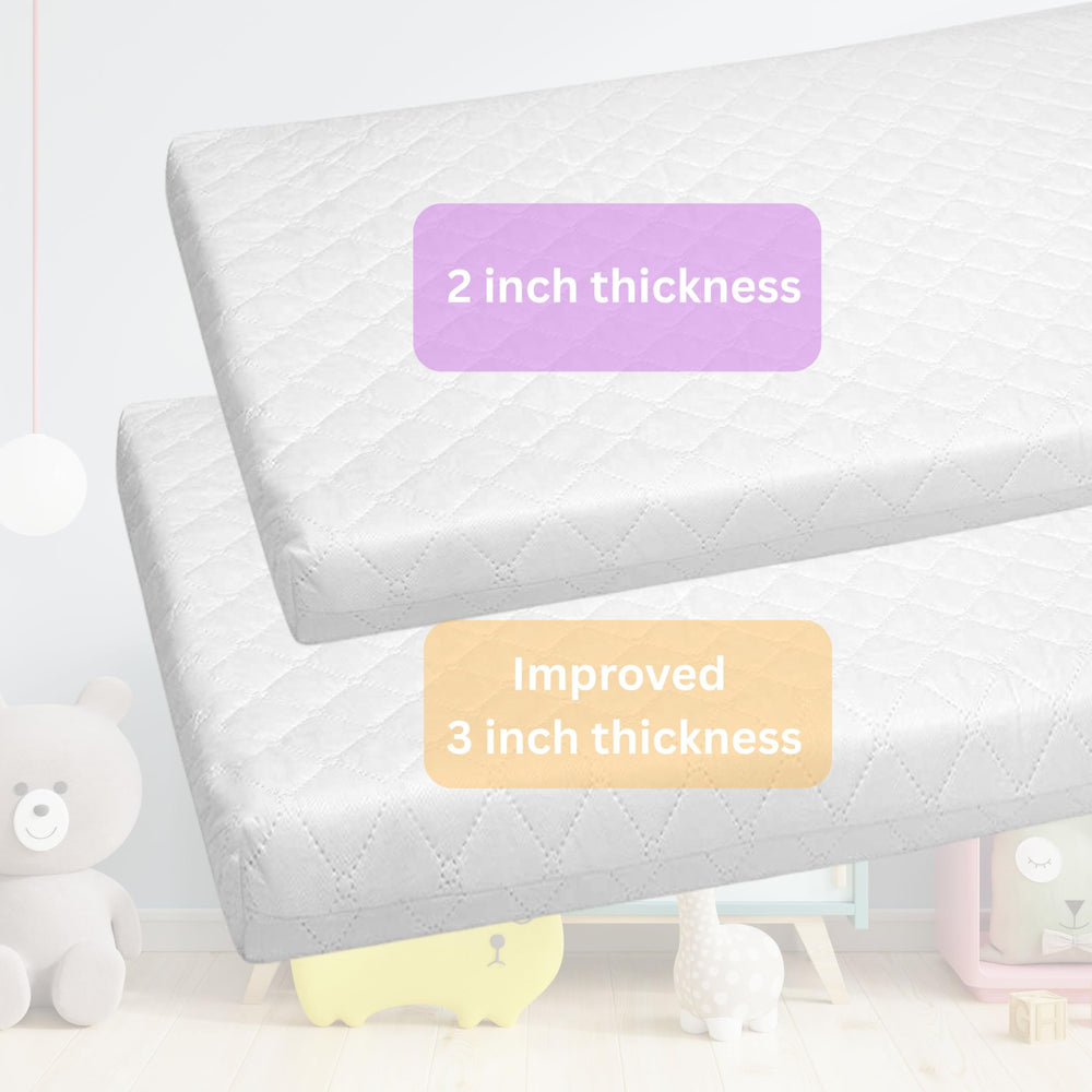 First Essentials bassinet mattress pad water-resistant surface for easy spot cleaning.