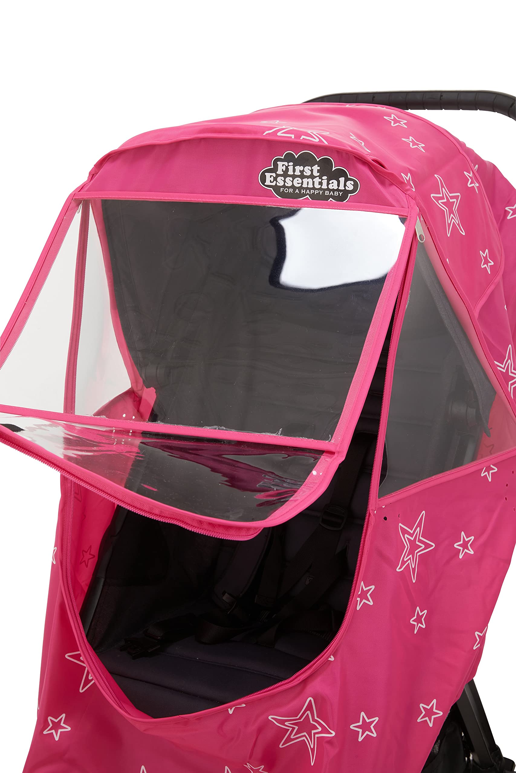 First Essentials pink rain cover is durable and easy to wipe