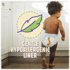 First Quality Cuties Complete Care diaper highlights ultra-absorbent core for dry intervals.