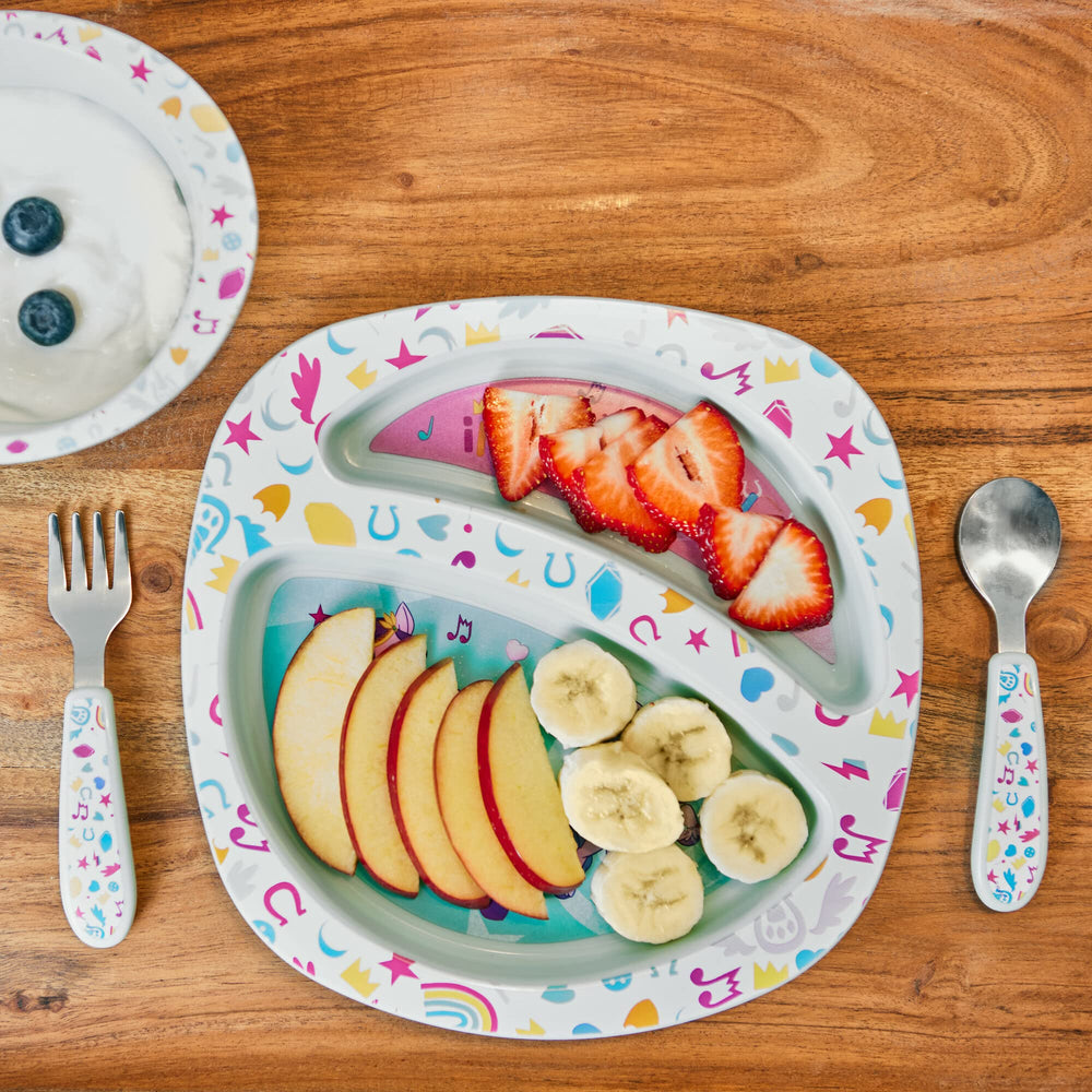 The First Years My Little Pony fork with easy-to-hold handle encourages independent feeding.