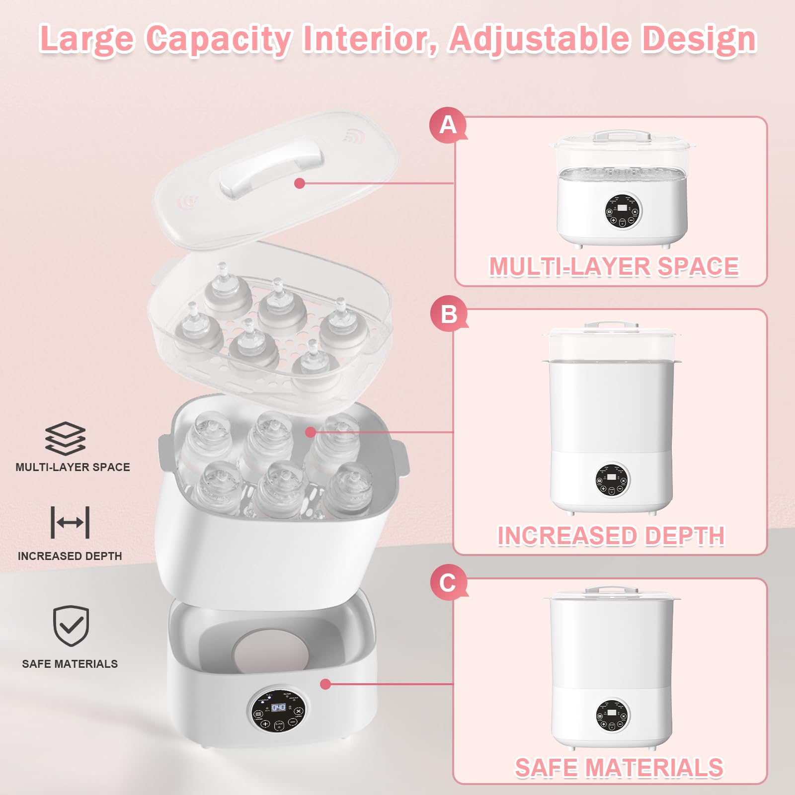 Fisca sterilizer with three stacking options for flexible loading