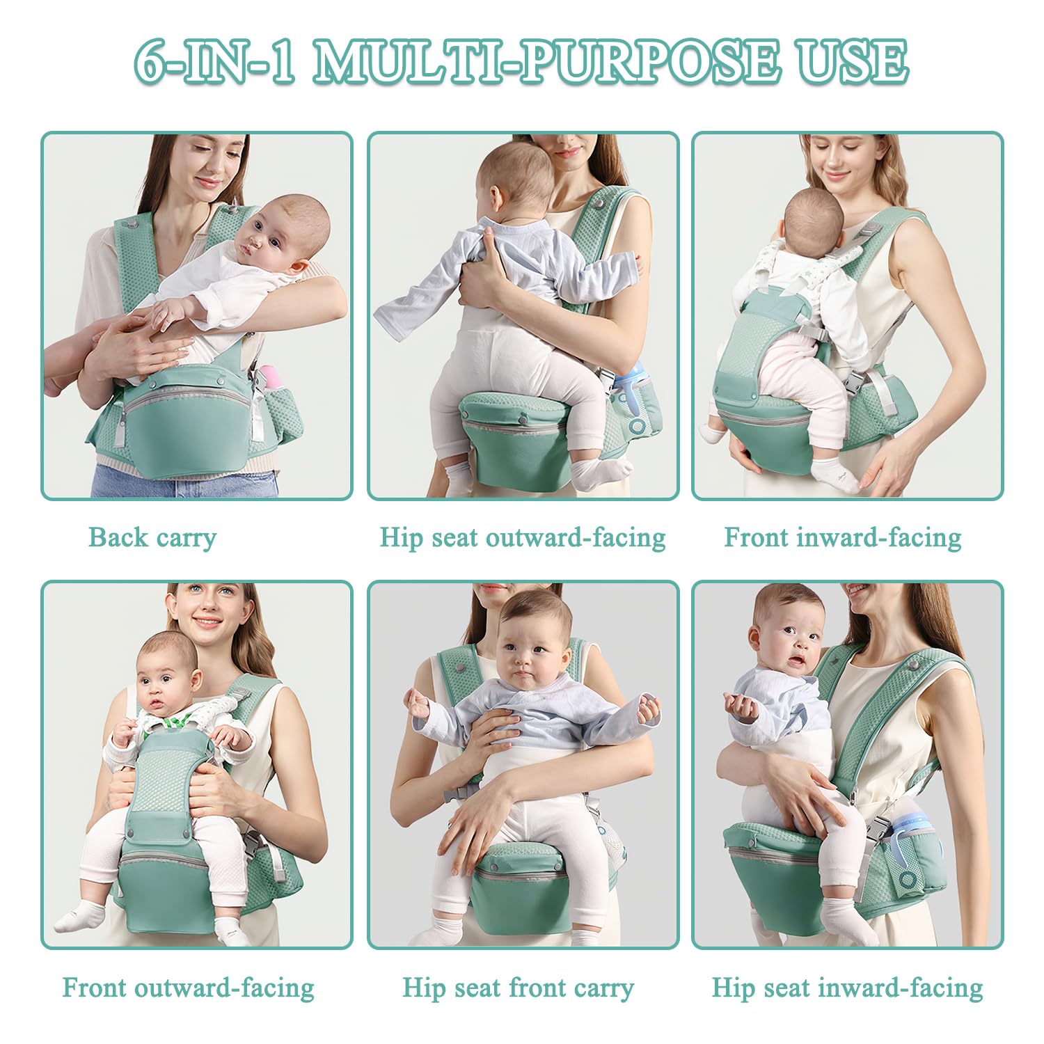 Fisca baby carrier front-facing position supports interactive outings.