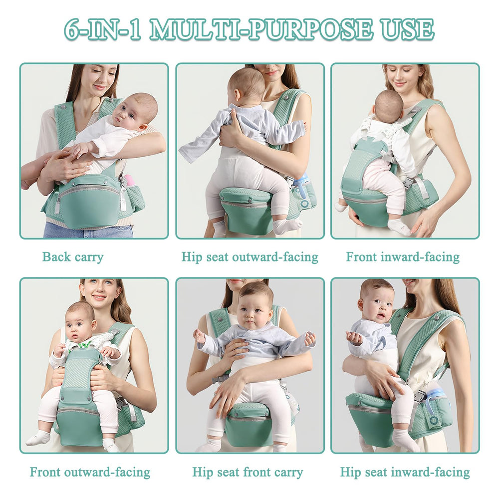 Fisca baby carrier front-facing position supports interactive outings.