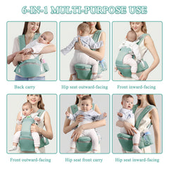Fisca baby carrier front-facing position supports interactive outings.