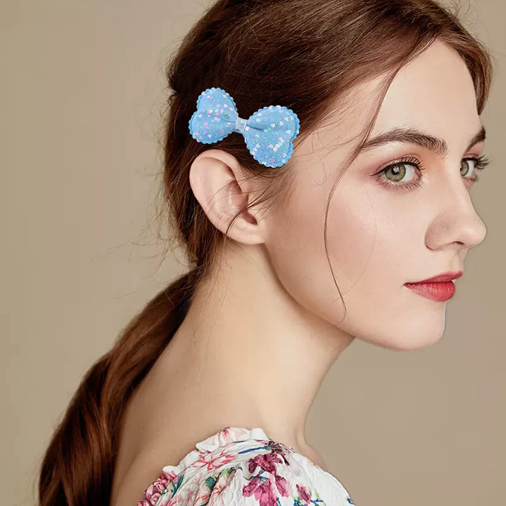 Fishdown Glitter Bows fully lined clip offers gentle wear on tiny heads.