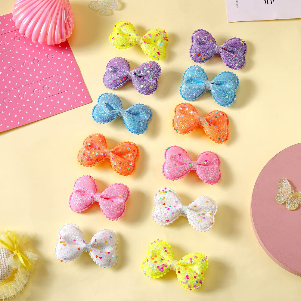 Fishdown Glitter Bows side-clip detail highlights secure grip and soft ribbon.