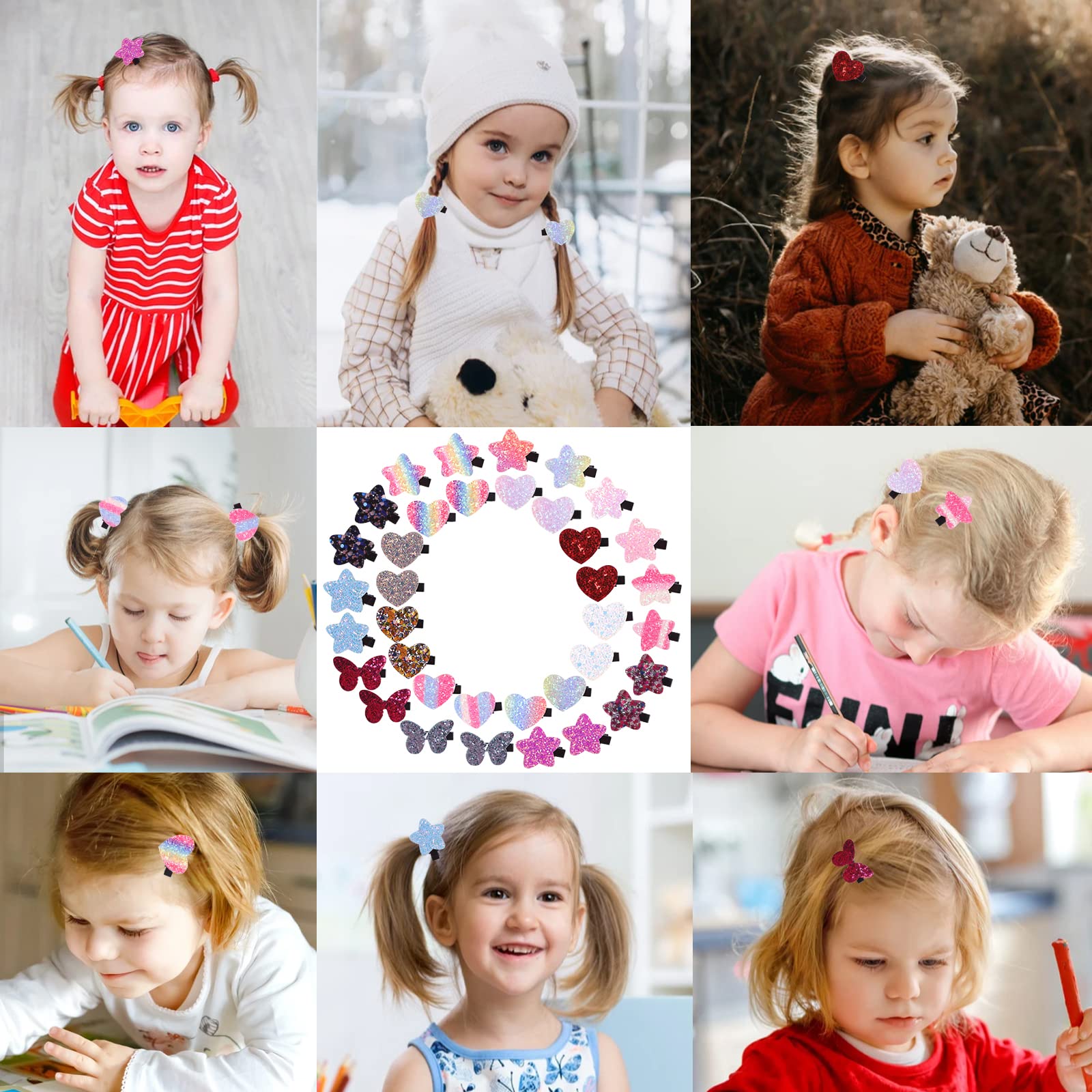 Fishdown Sparkle Sequins alligator clip close-up shows secure grip for toddler hairstyles.