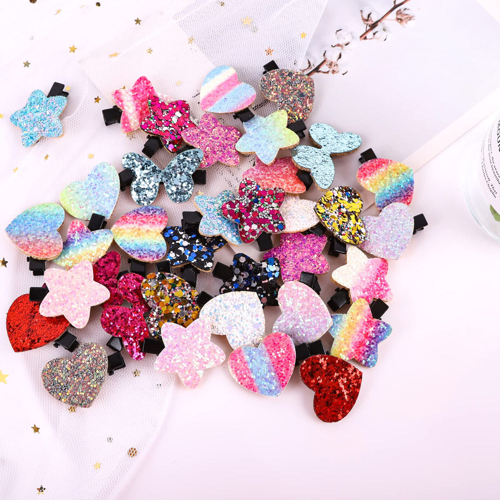 Fishdown Sparkle Sequins wear-ready clips on girl hair illustrate versatile styling options.
